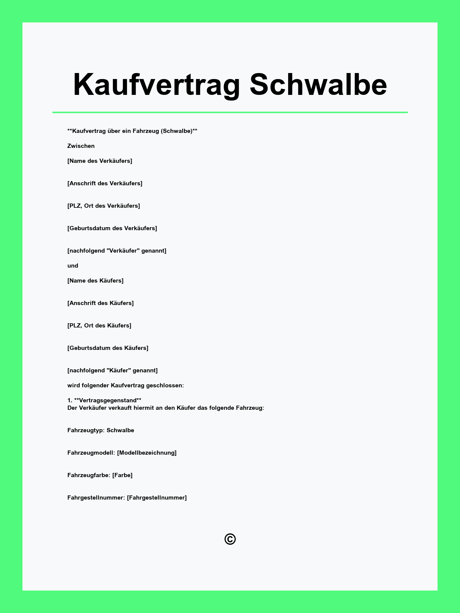 Kaufvertrag Schwalbe